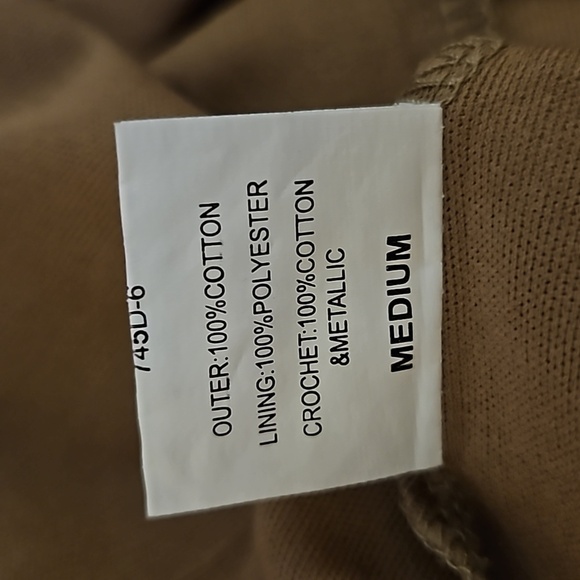 JUDITH MARCH Brown Crochet Metallic Lace Trim Boho Mini Dress - Picture 10 of 10